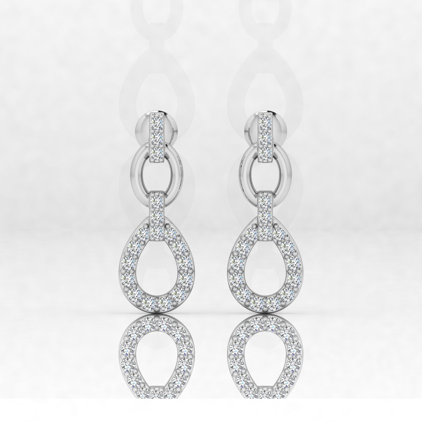 F-G/VS 0.25Ct Prong Setting Round Shape Designer Diamond Drop Earrings In Gold & Platinum