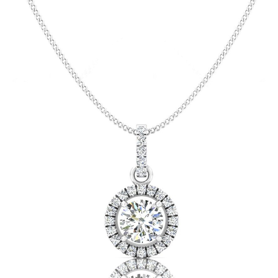 0.70 Carat Diamond Ball Pendant Necklace In 14K Yellow Gold