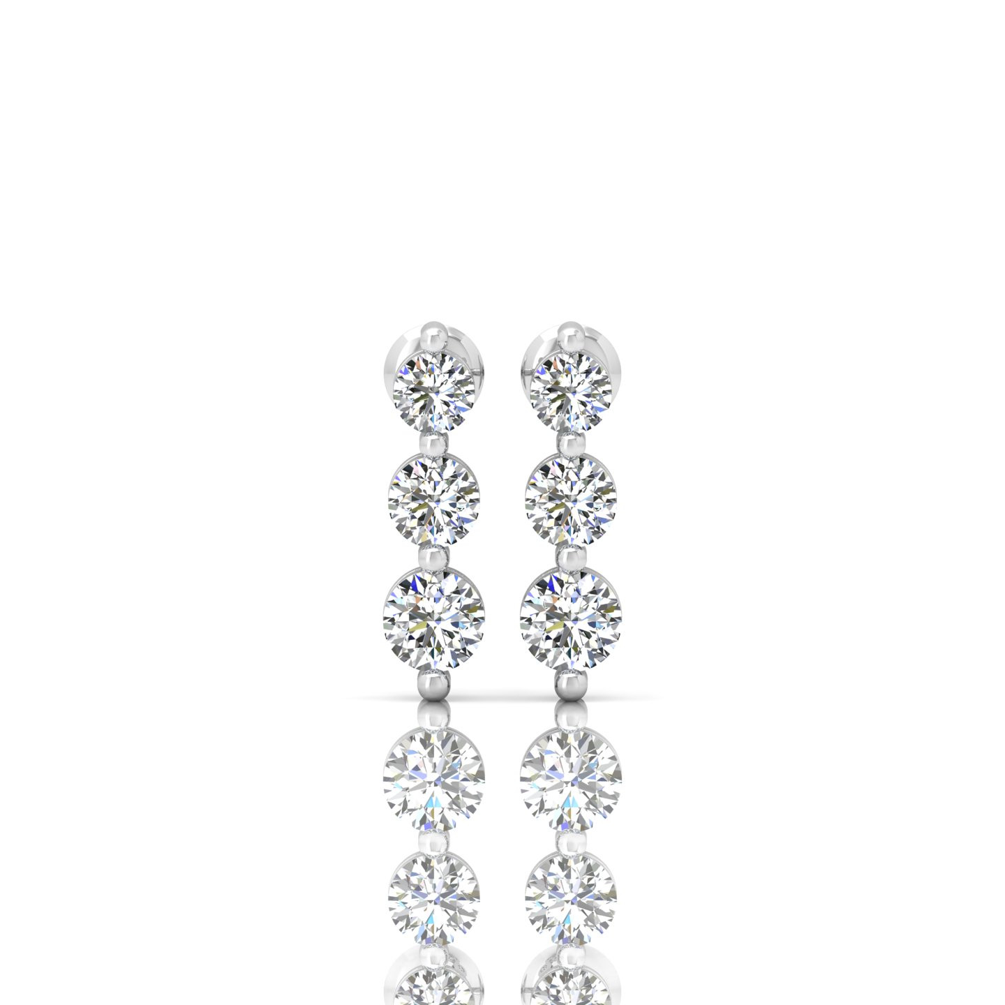 F/VS 0.50 Ct Natural Round Diamond Prong Set Tower Earring Crafted In Gold 