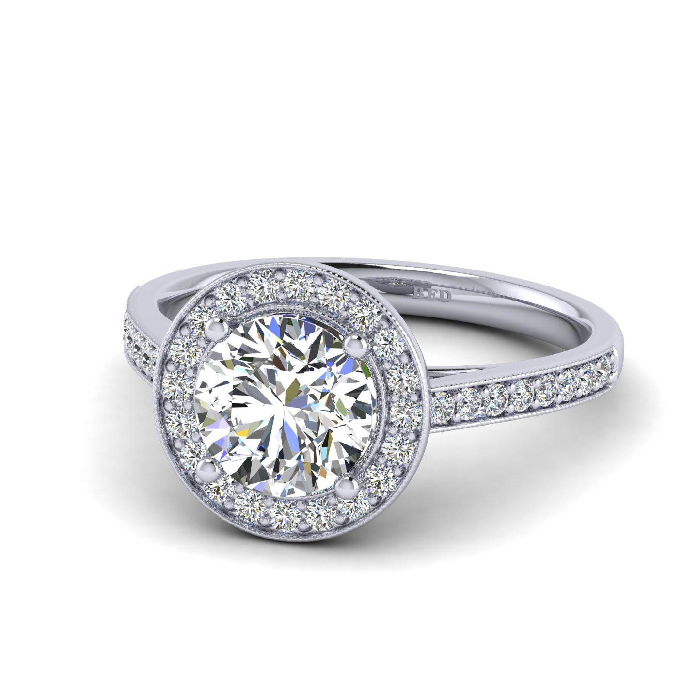 Round Diamond Halo Set Engagement Ring