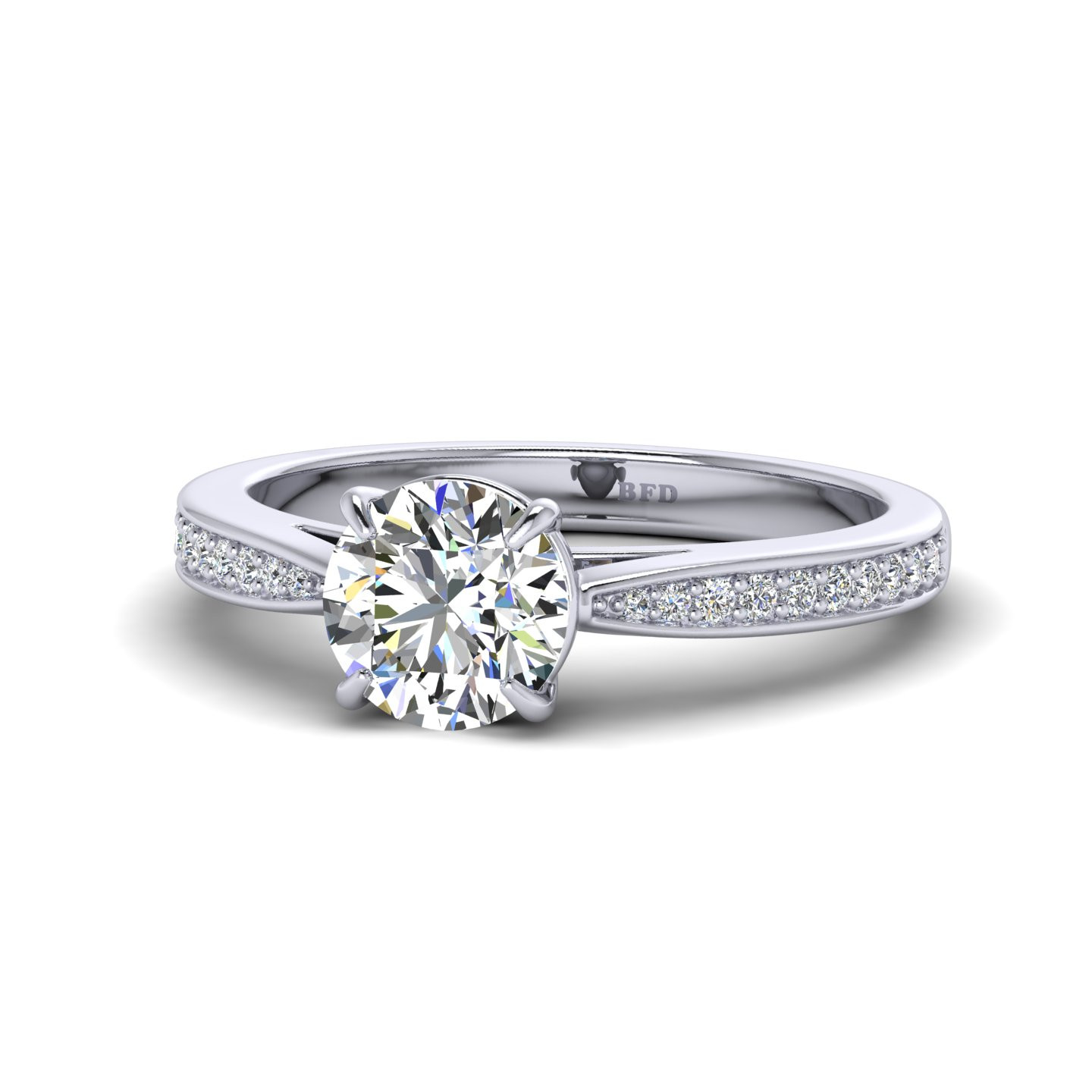 Round Diamond Pave Set Engagement Ring