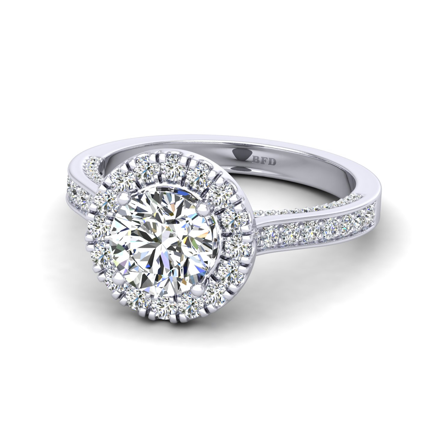 Round Diamond Halo Designer Engagement Ring