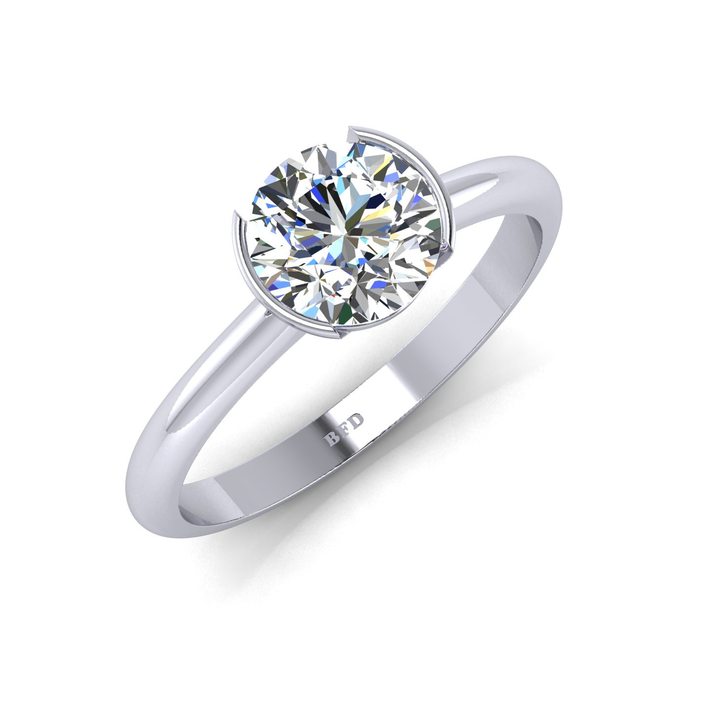 Round Diamond Semi Bezel Solitaire Ring