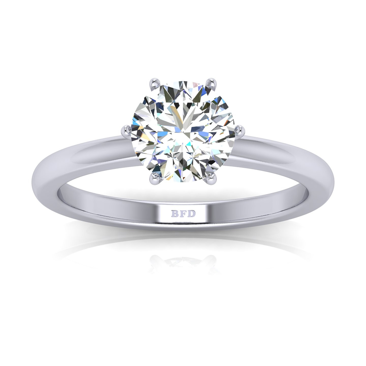 Six Claw Round Diamond Solitaire Ring