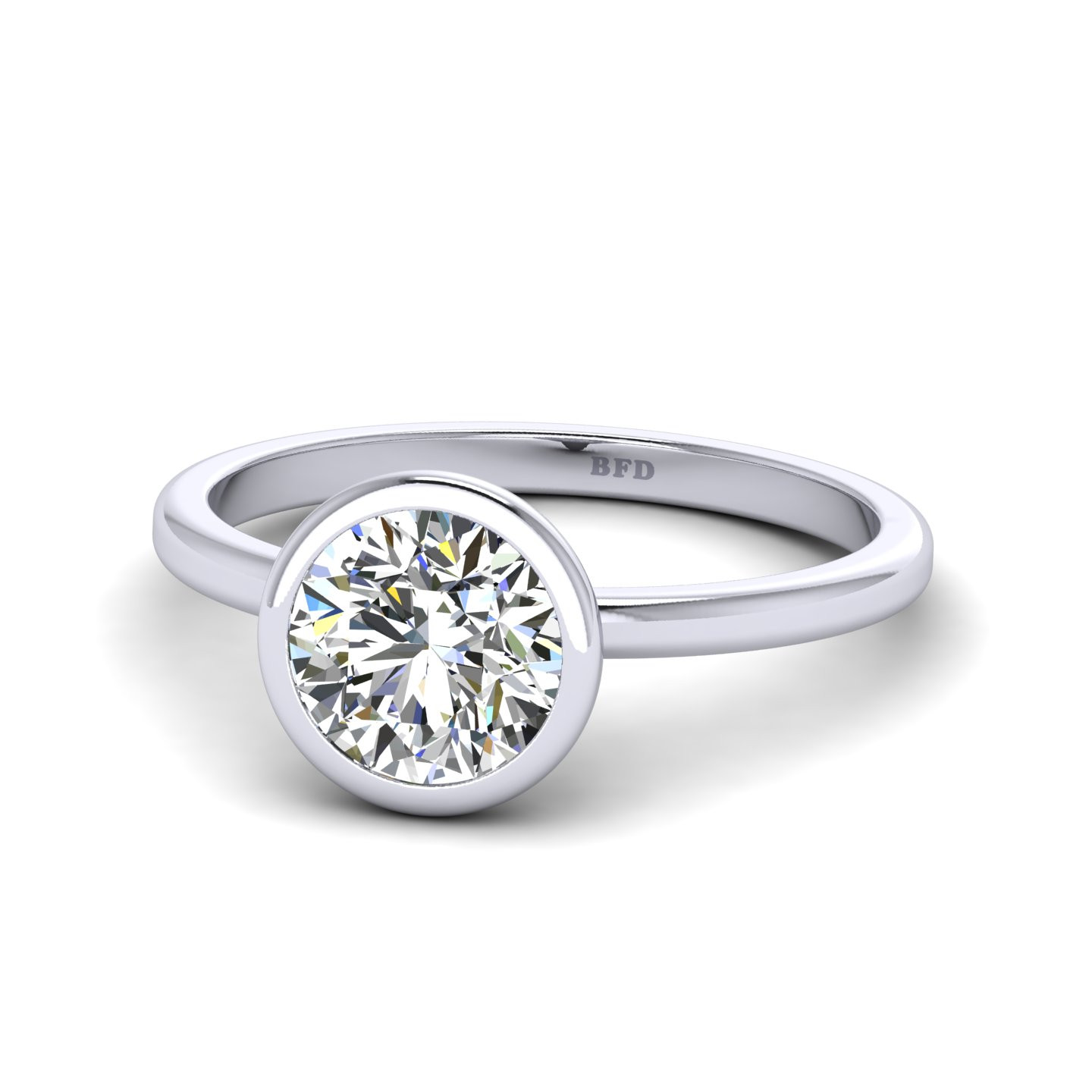 Bezel Set Round Diamond Solitaire Ring 