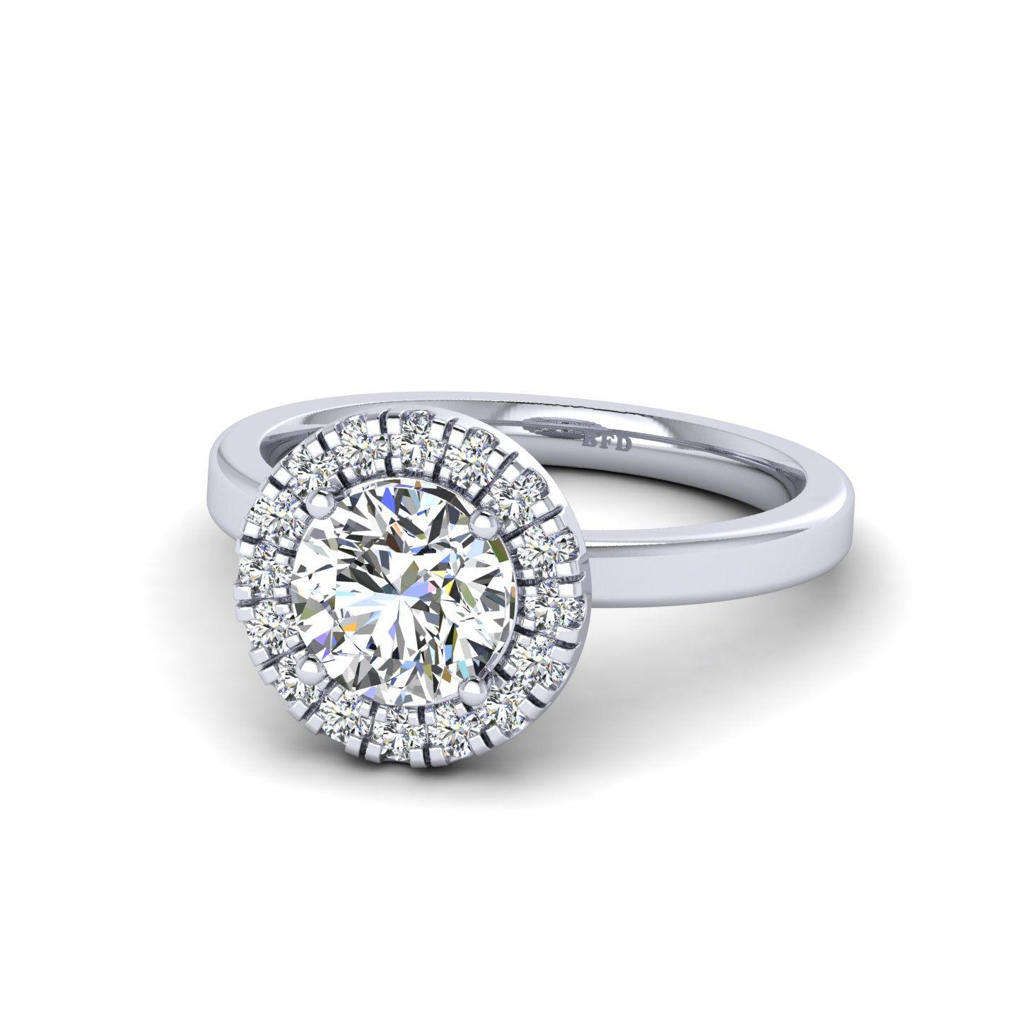 Round Halo Set diamond adorned gallery Ring