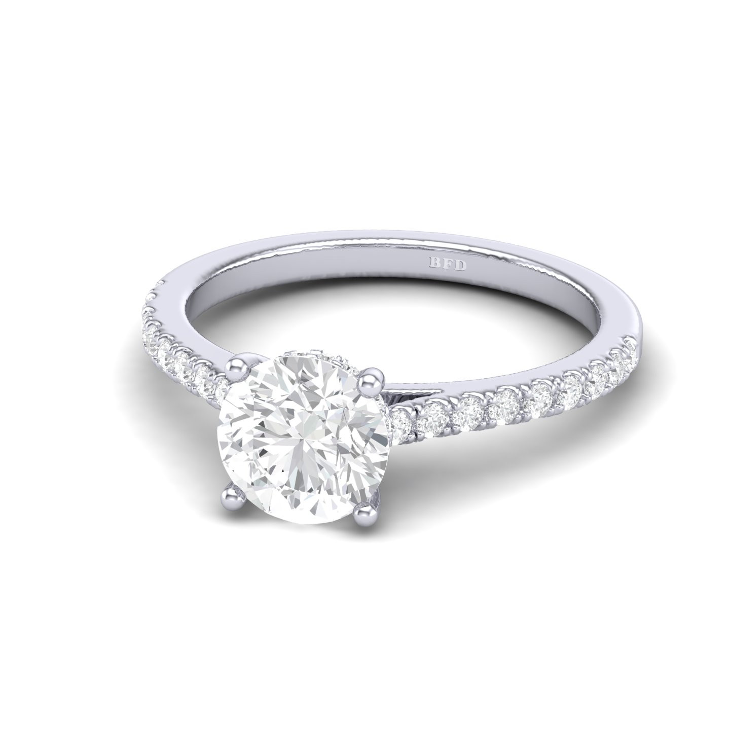 Perfect Round Diamond Hidden Halo Engagement Ring