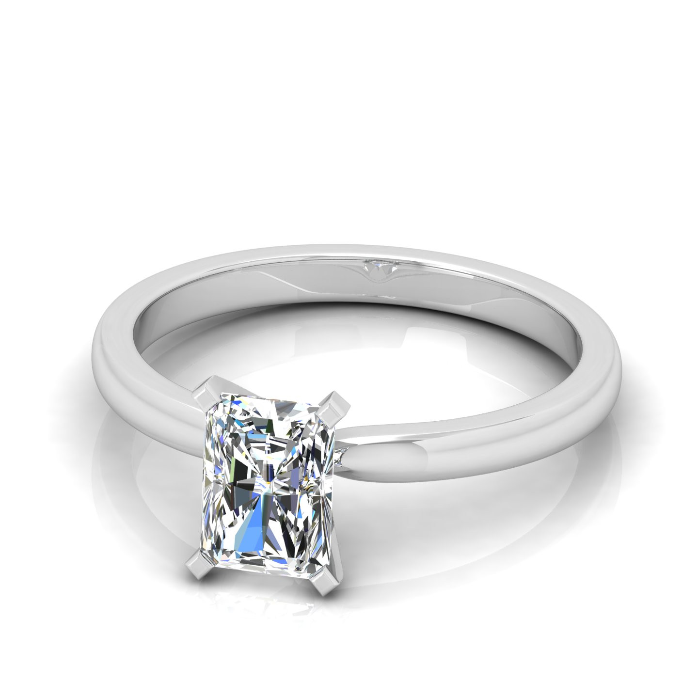 Classic Radiant Diamond Solitaire Engagement Ring