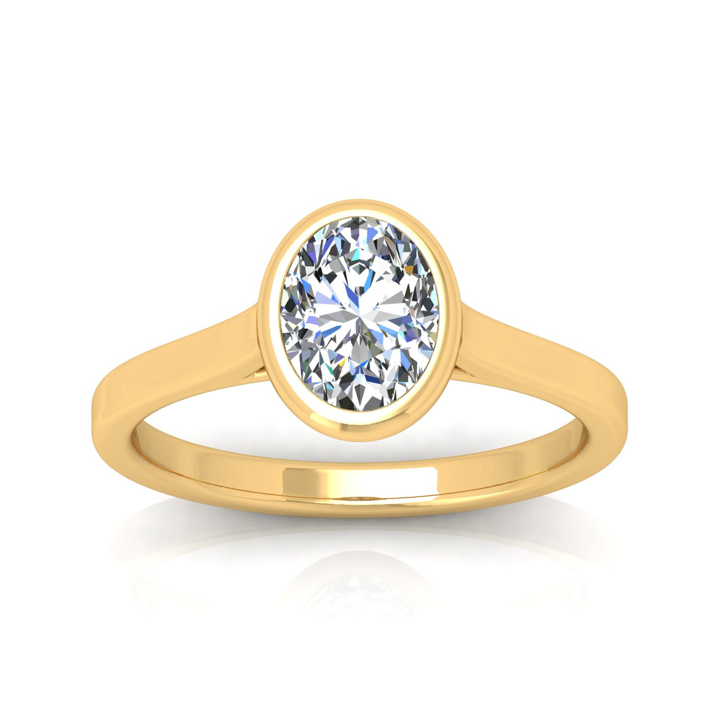 Comfort Fit Bezel Set Oval Diamond Solitaire Engagement Ring