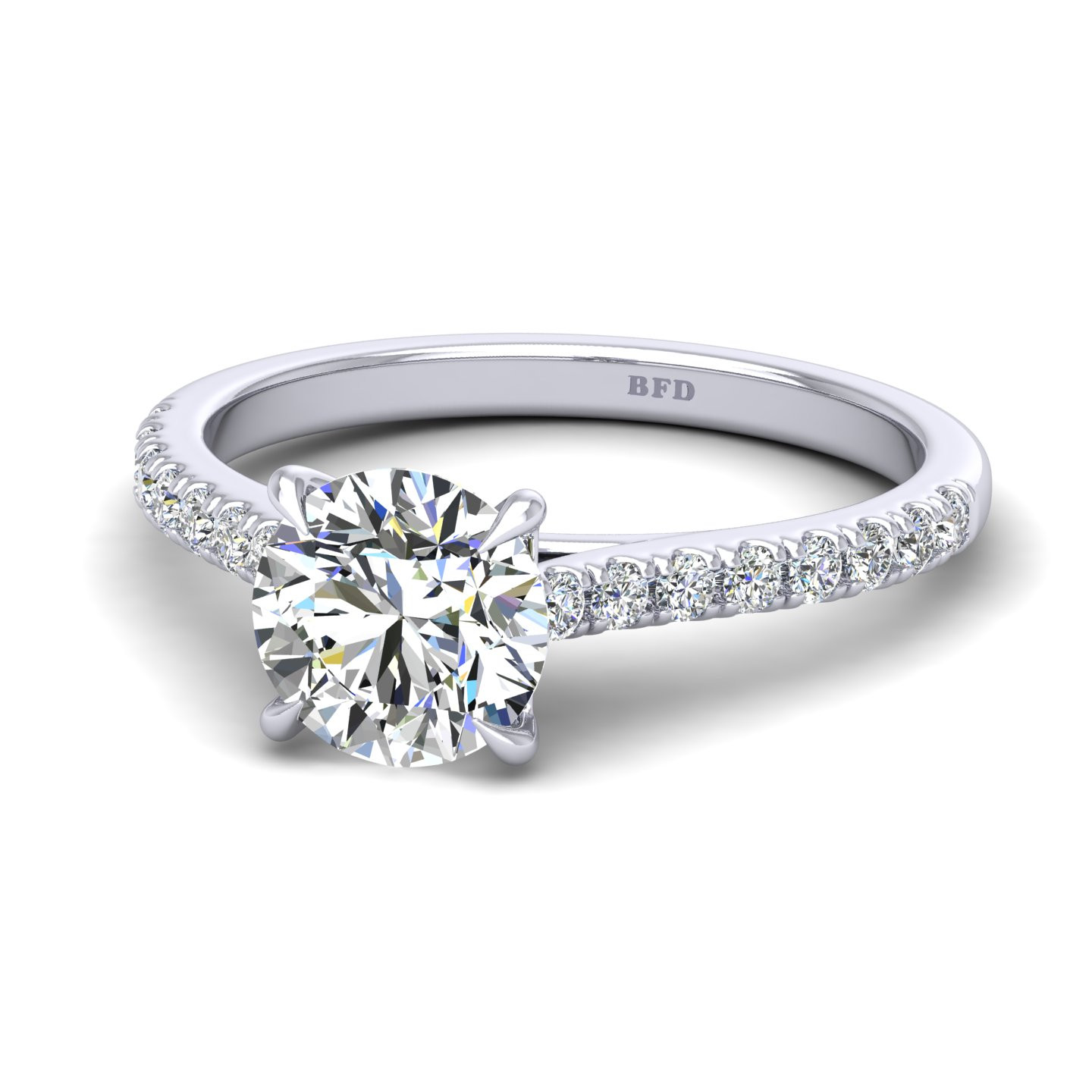 Round Diamond cathedral Engagement Ring