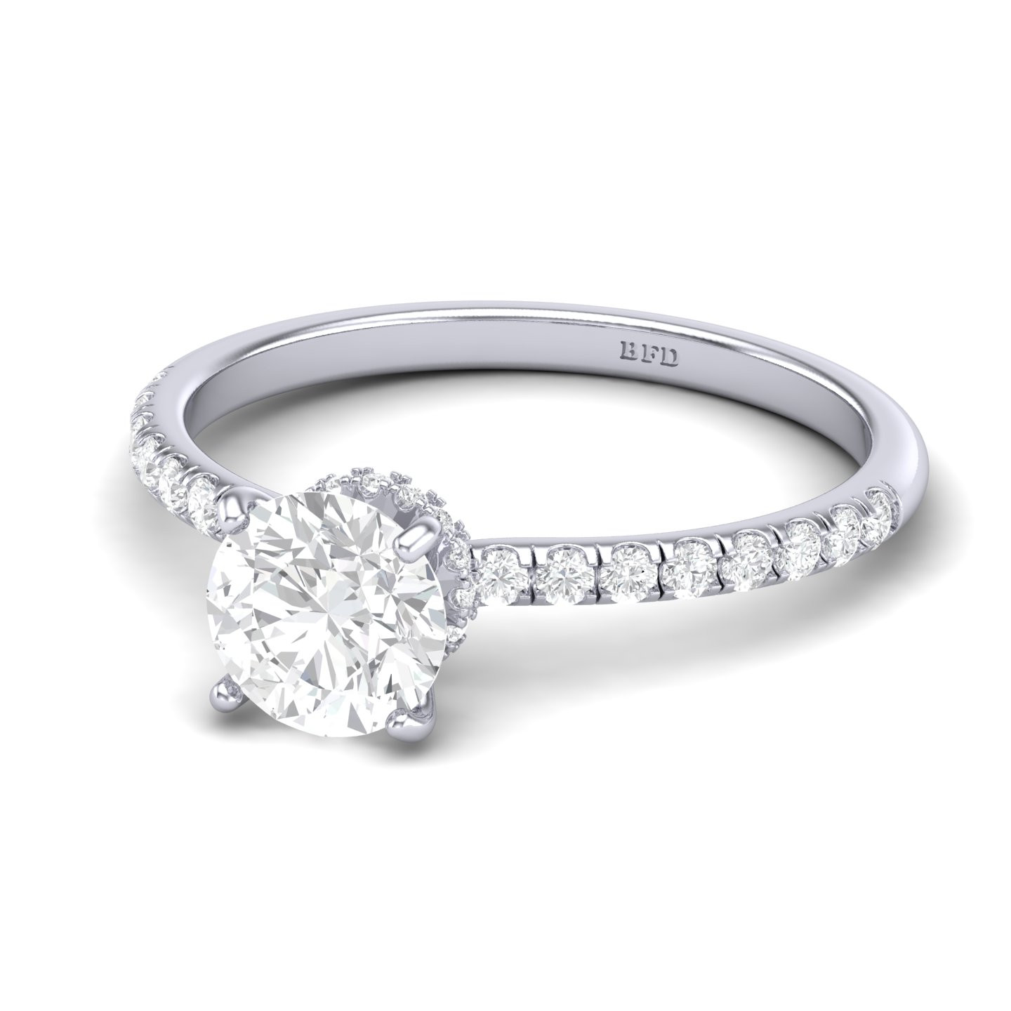 Round Diamond Secret Hidden Halo Engagement Ring