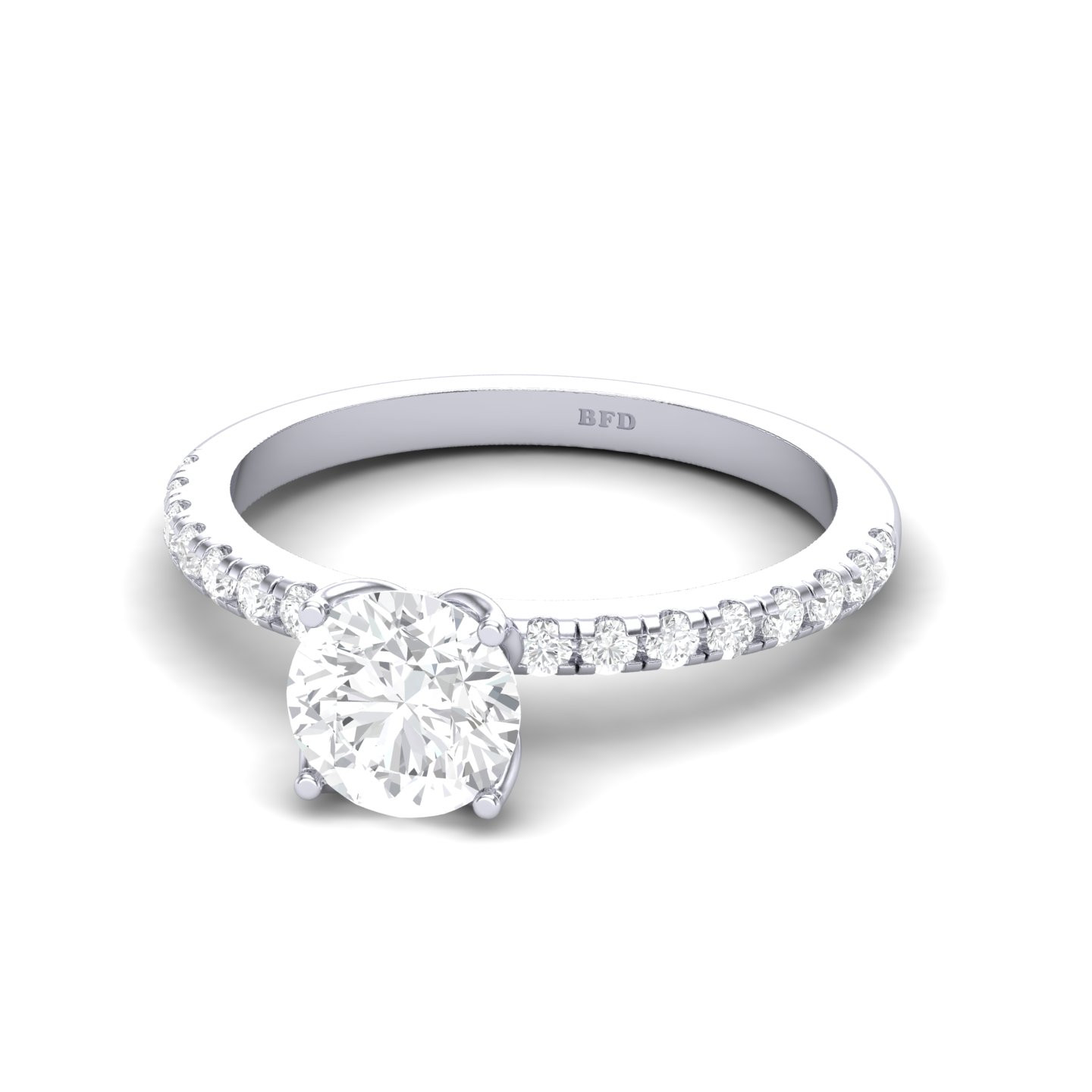 Lotus Prong Set Round Diamond Hidden Halo Engagement Ring