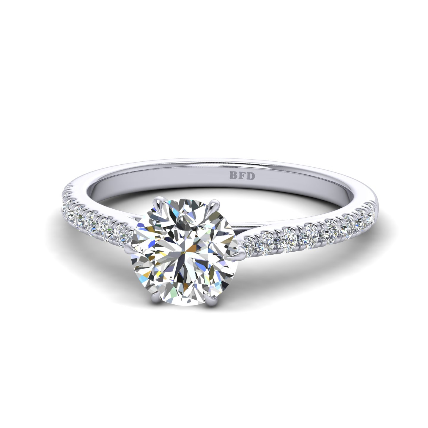 Round Diamond Cathedral Six Claw Engagement Ring