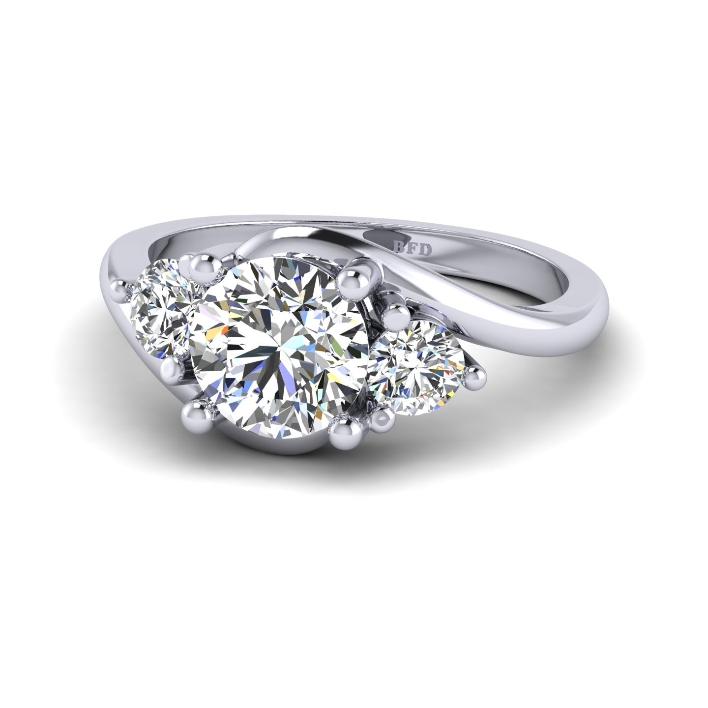 Round Diamond Twisted Shank Trilogy Engagement Ring