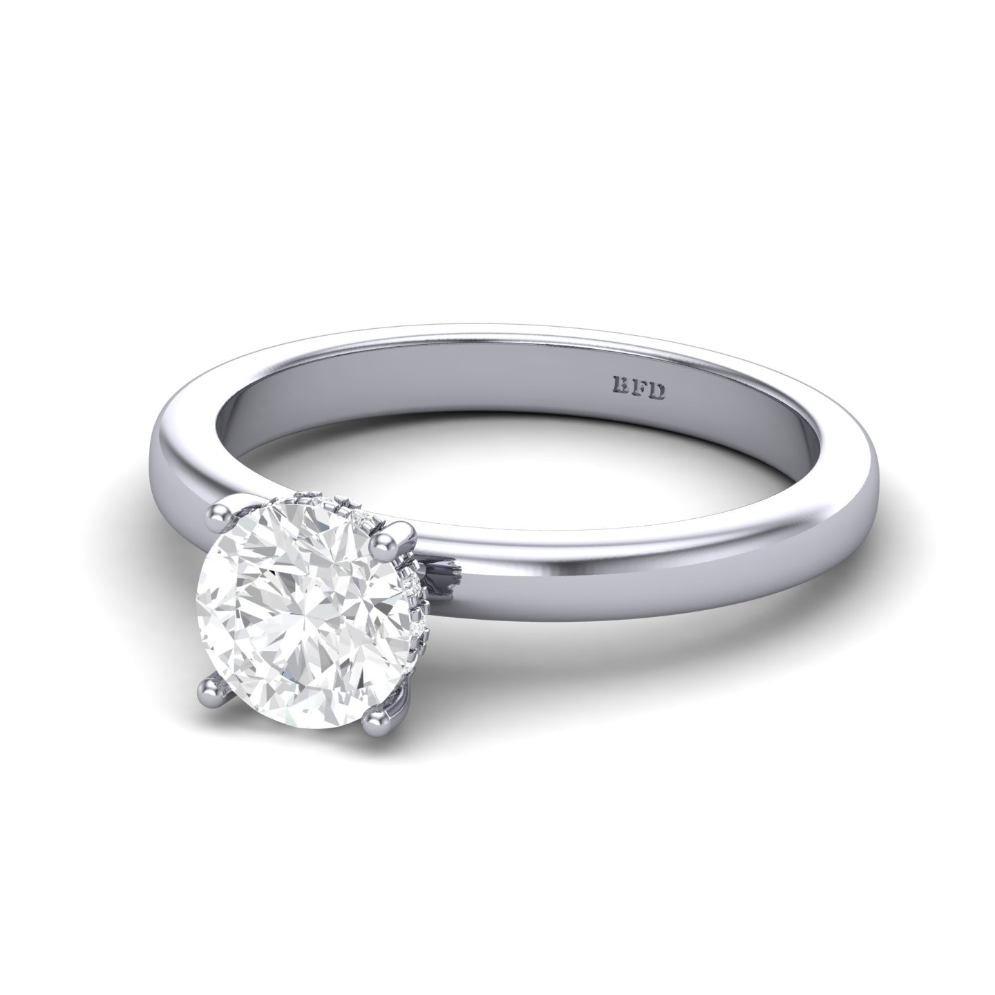 Perfect Fit Round Diamond Hidden Halo Engagement Ring