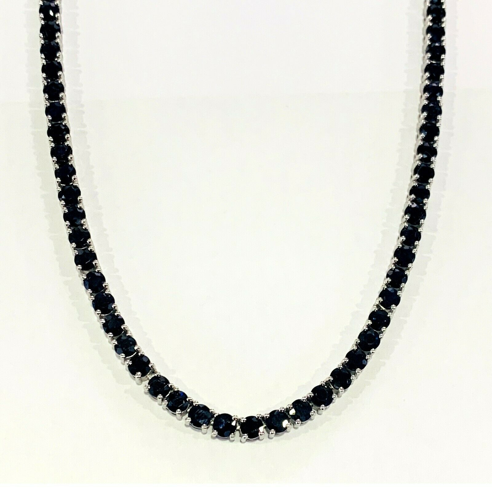 100% NATURAL 40.00 CT TOP QUALITY ROUND DIAMOND CUT SAPPHIRE TENNIS NECKLACE - 17 INCHES