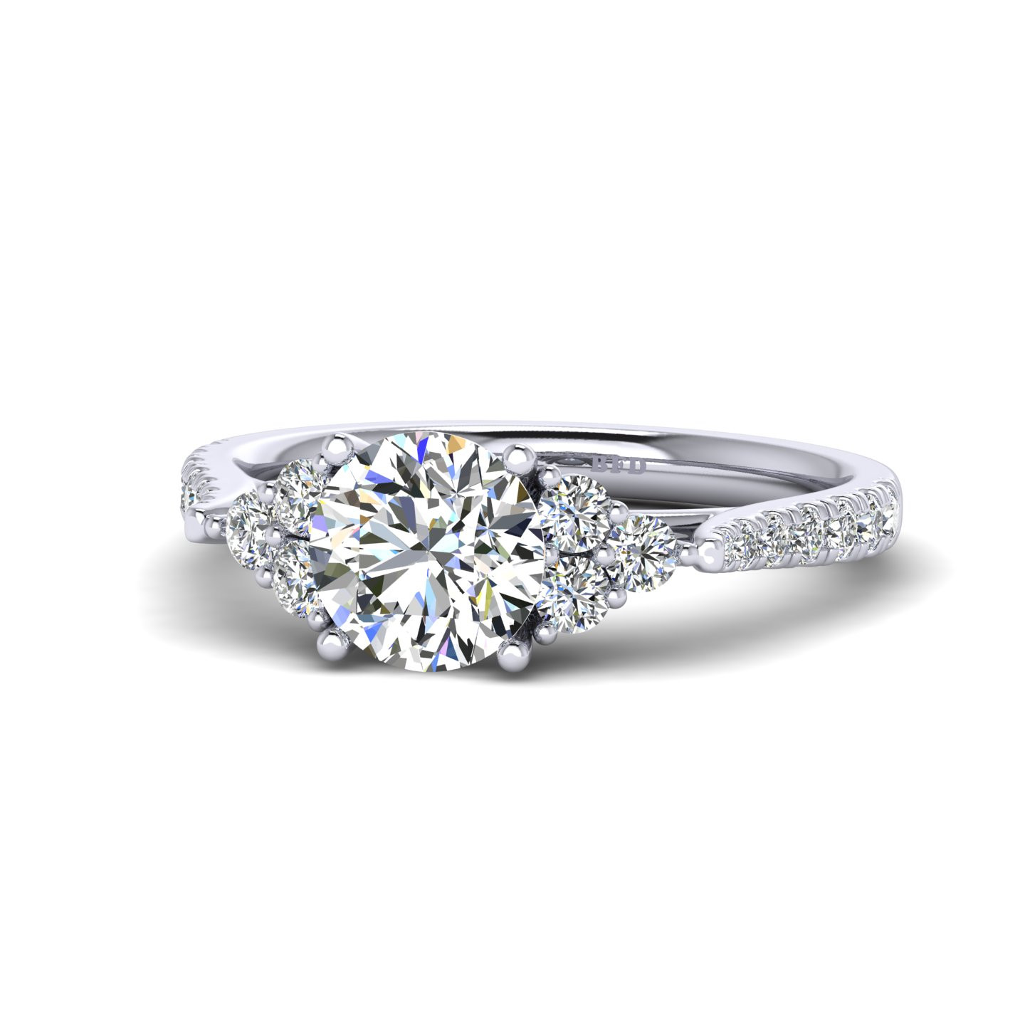 Round Diamond Designer Cathedral Engagement Ring