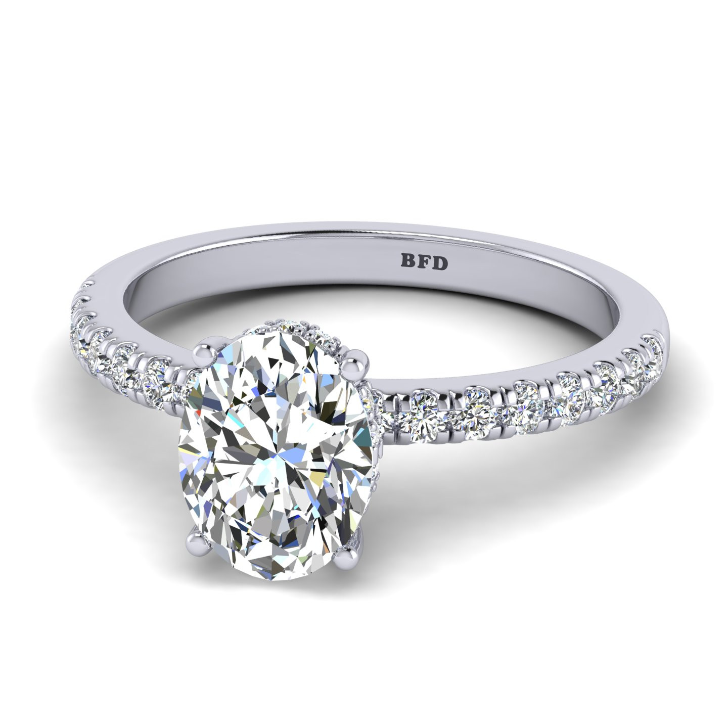 Oval Cut Diamond Hidden Halo Engagement Ring