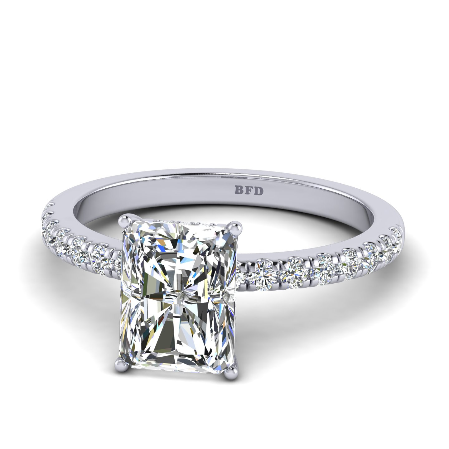 Radiant Cut Diamond Secret Hidden Halo Engagement Ring