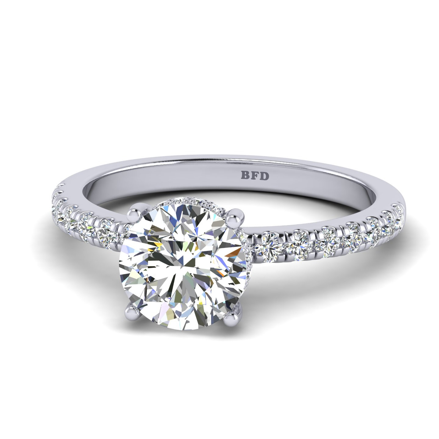 Gorgeous Round Diamond Hidden Halo Engagement Ring 