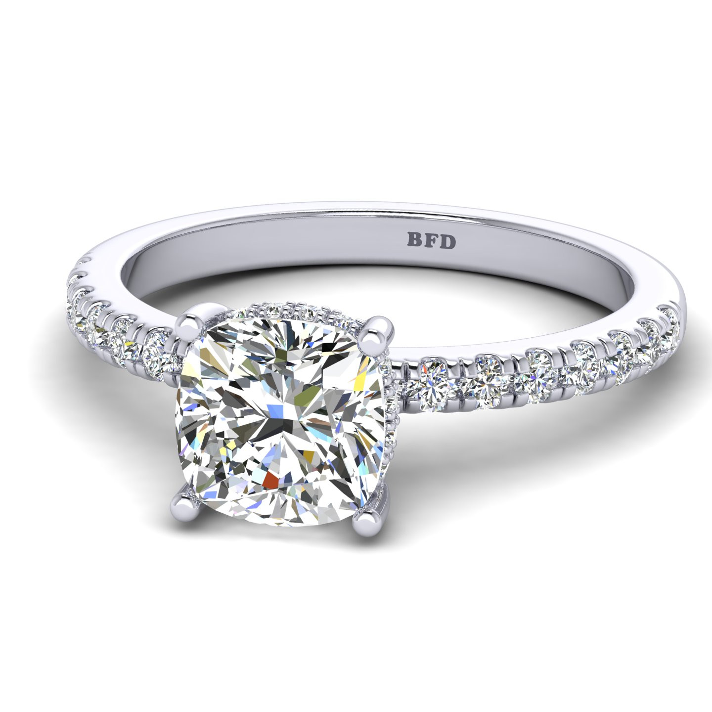 Cushion Cut Diamond Hidden Halo Engagement Ring