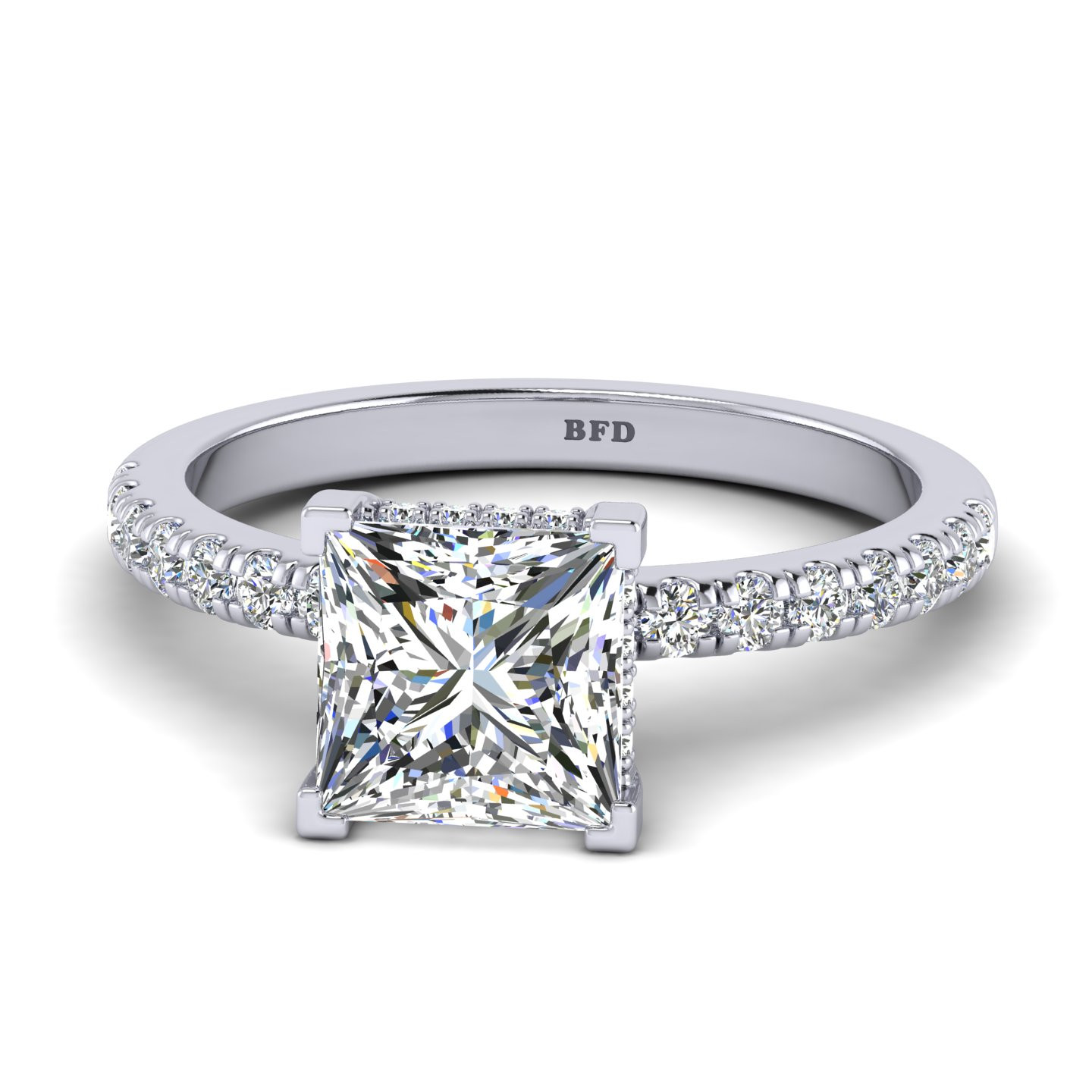 Princess Cut Diamond Hidden Halo Engagement Ring