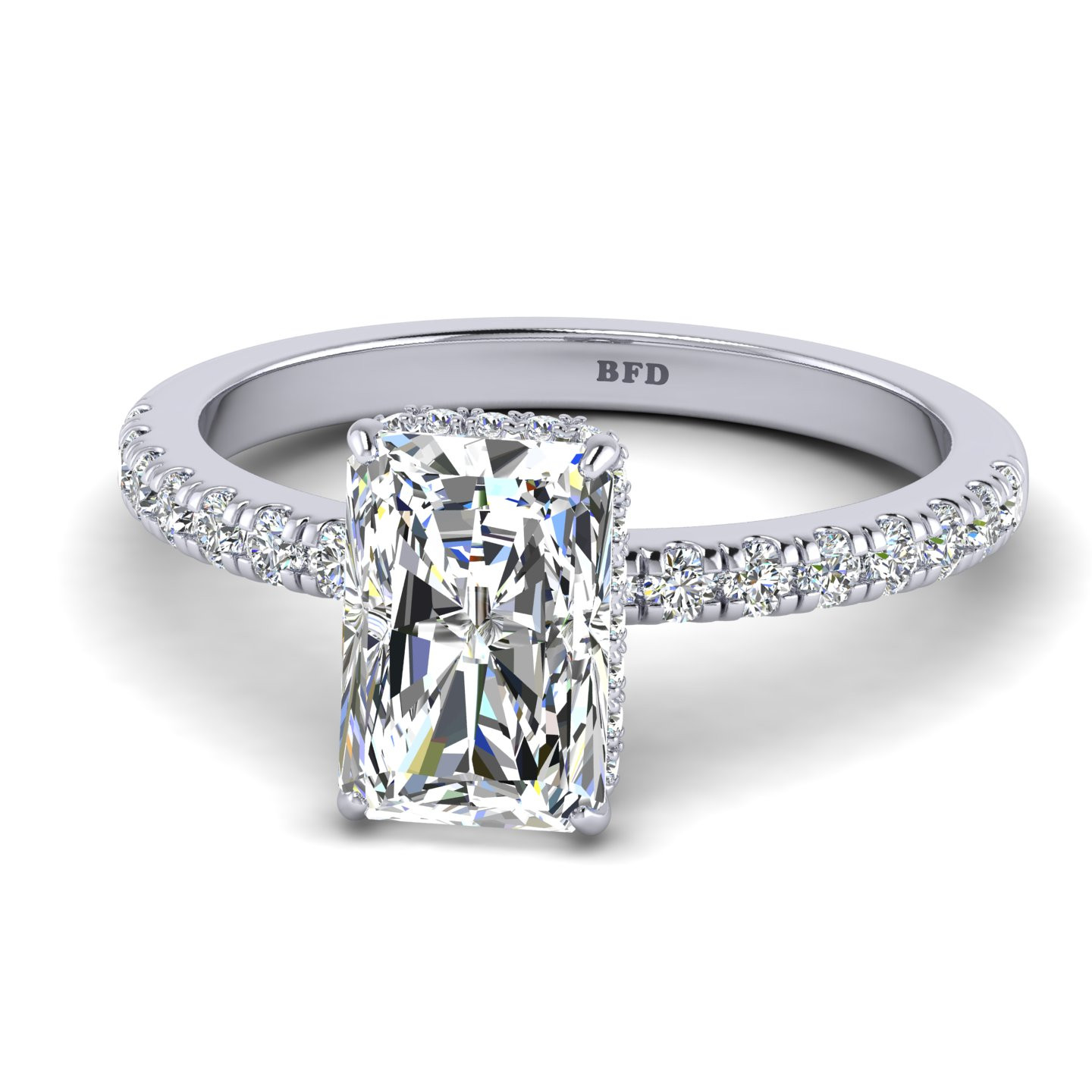 Radiant Cut Diamond Hidden Halo Engagement Ring