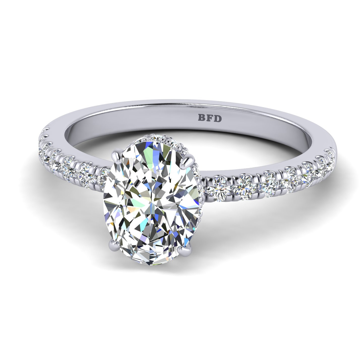 Classic Oval Cut Diamond Hidden Halo Engagement Ring