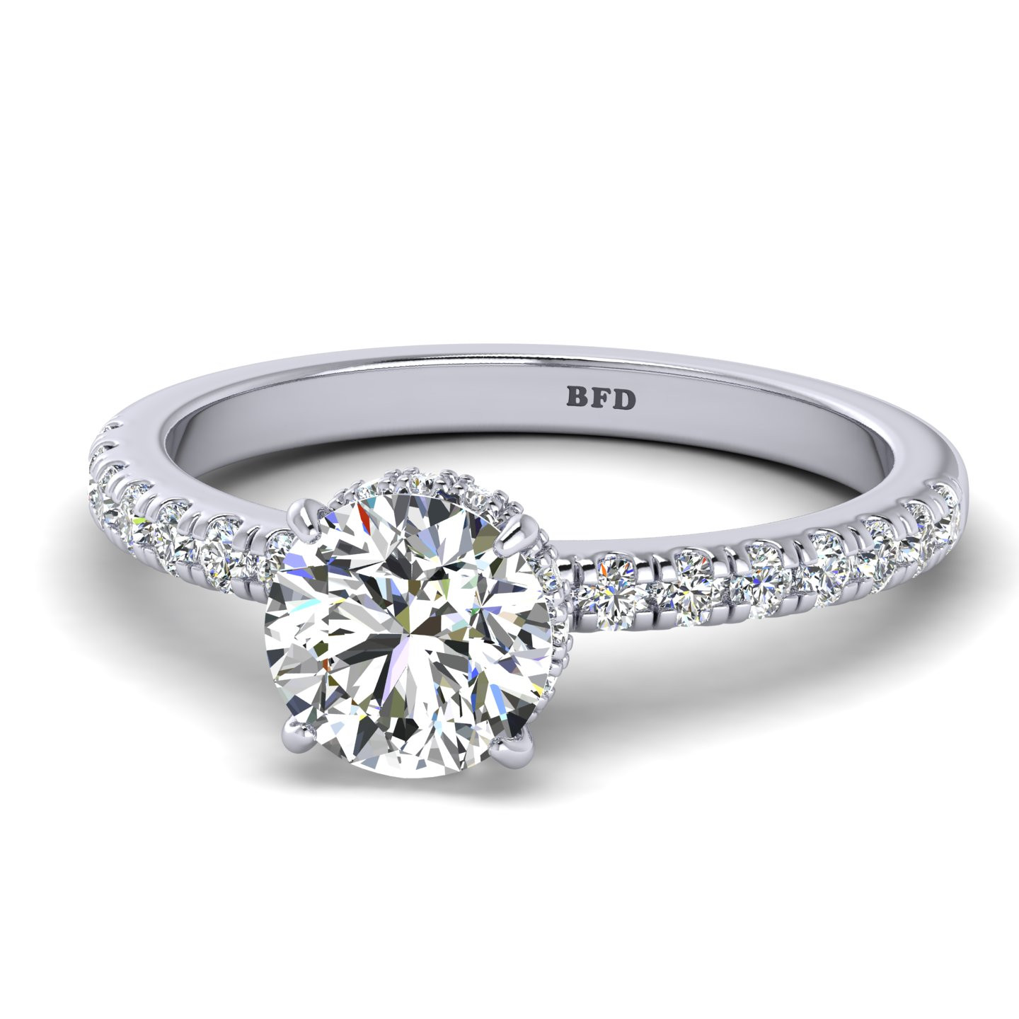 Round Diamond Designer Hidden Halo Engagement Ring