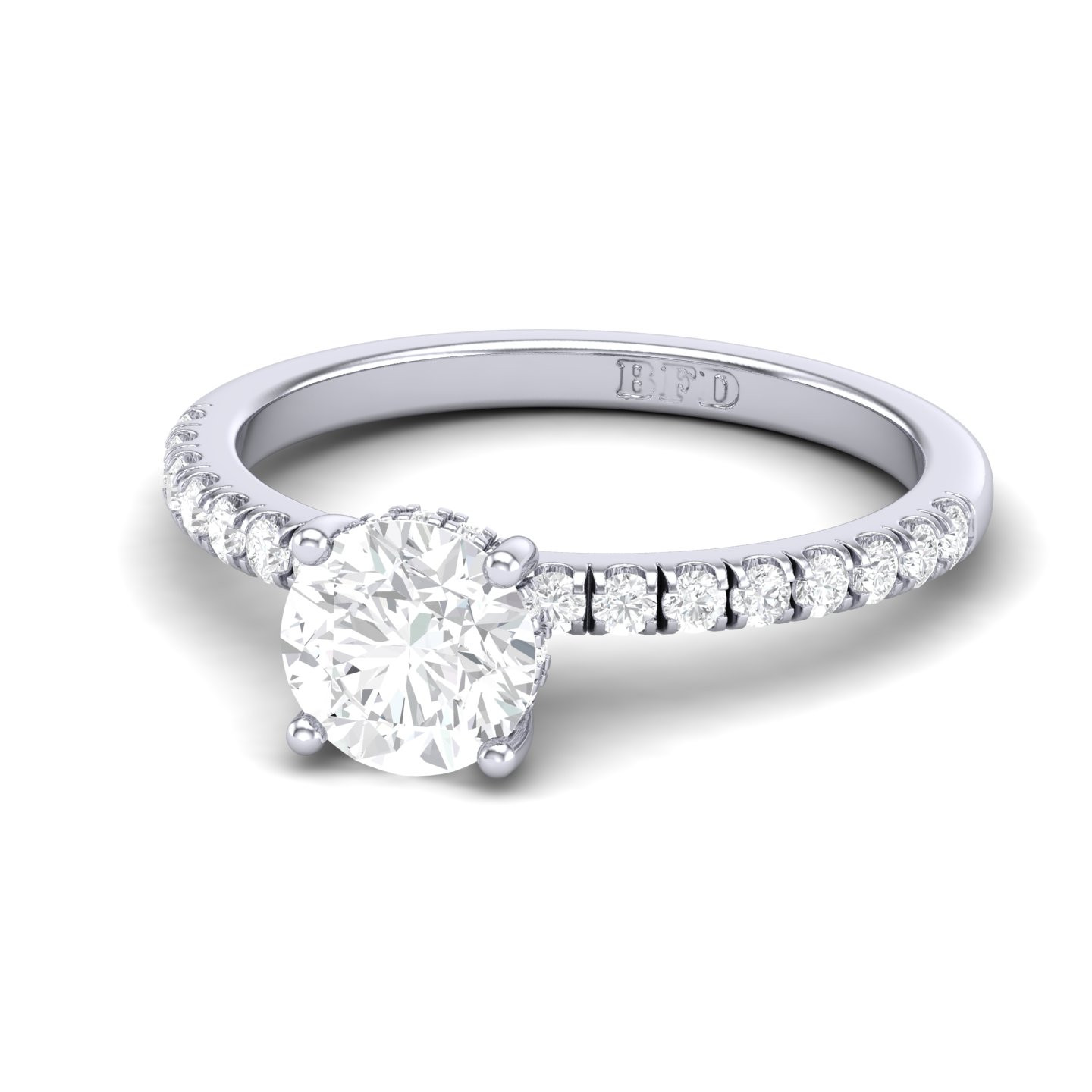 Prong Set Round Diamond Hidden Halo Engagement Ring