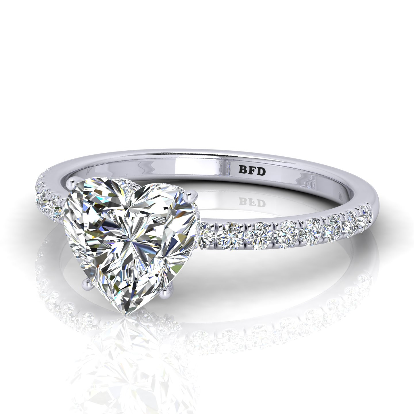 Classic Heart Diamond Hidden Halo Engagement Ring