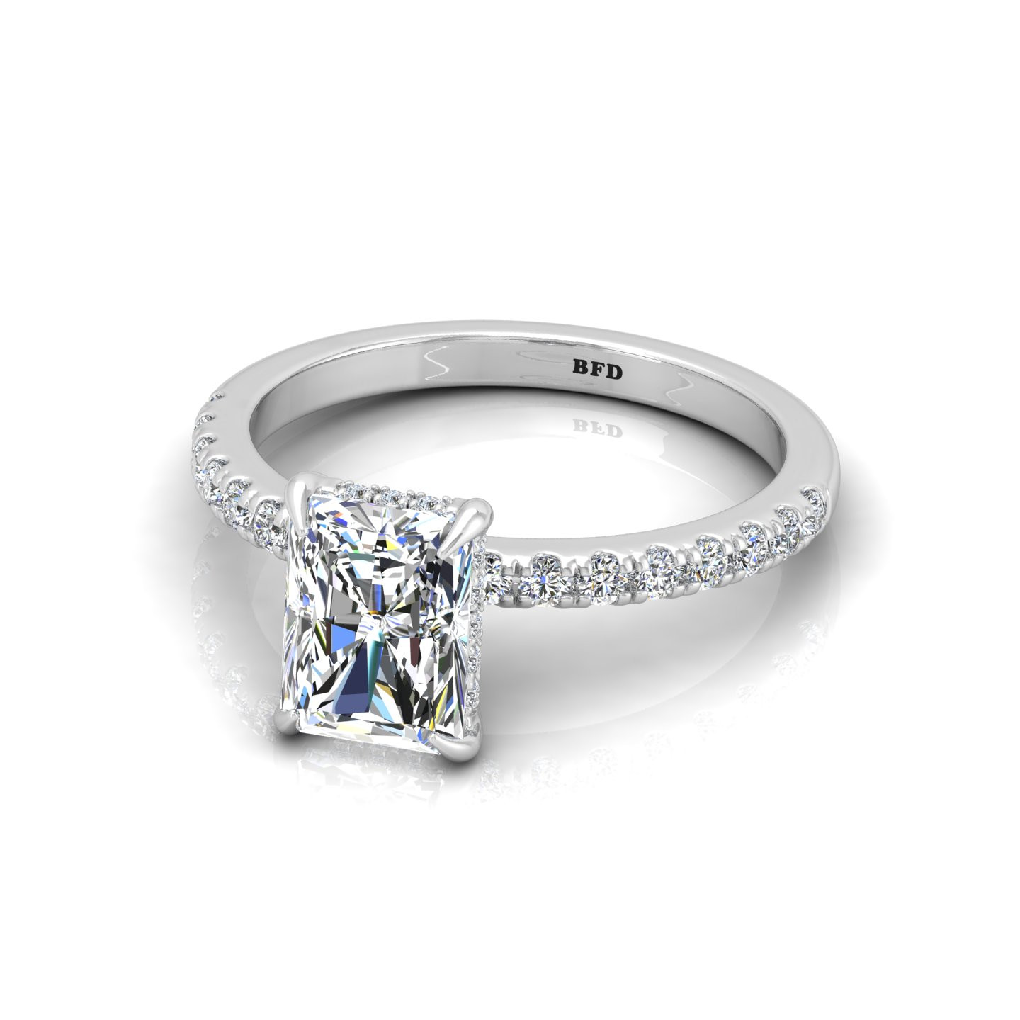 Classic Radiant Cut Diamond Hidden Halo Engagement Ring