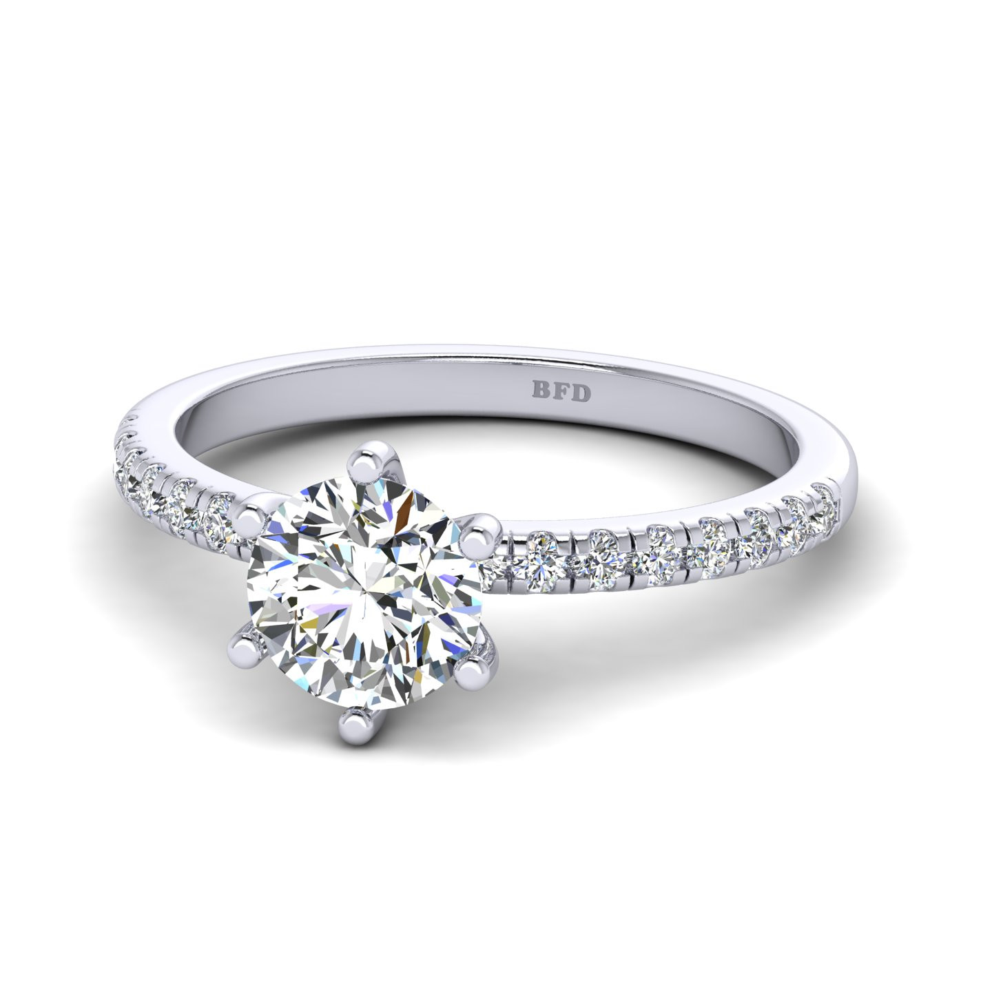 Six Prong Set Round Diamond Engagement Ring