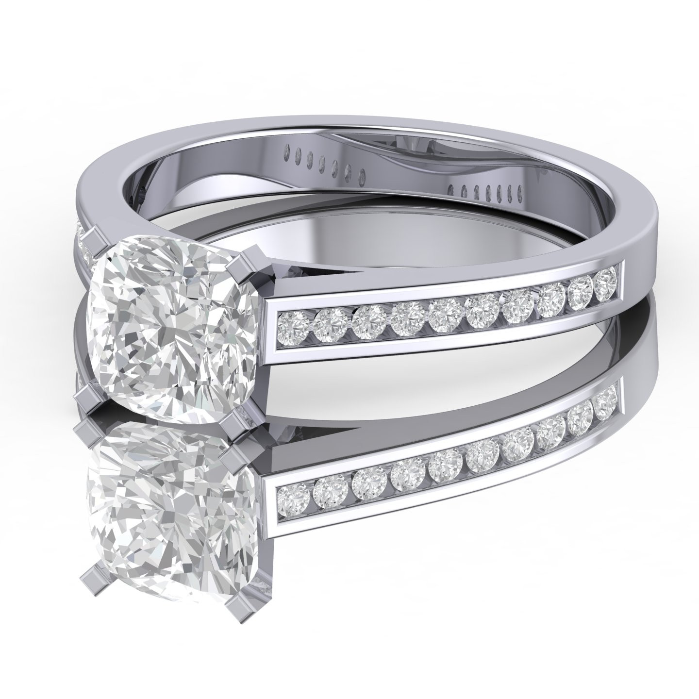 Classic Cushion Diamond Channel Set Engagement Ring 