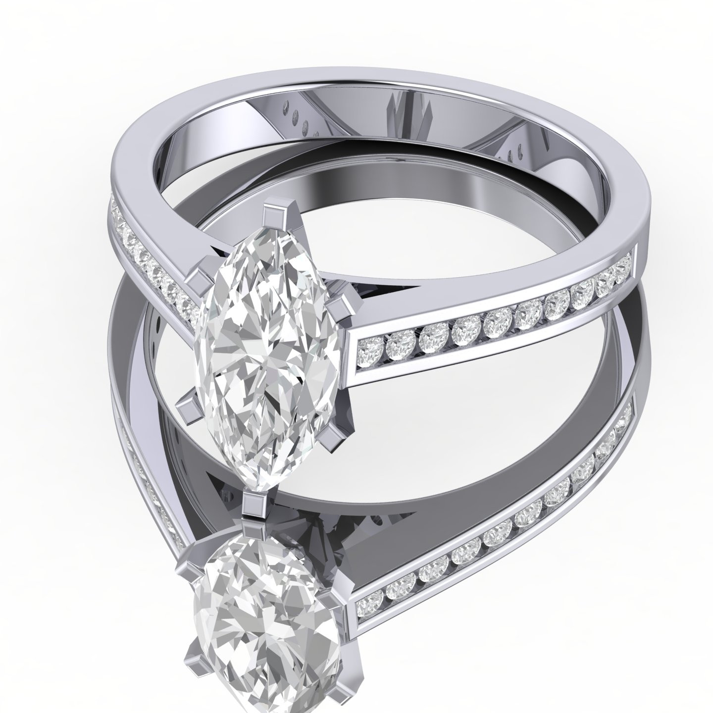 Classic Marquise Diamond Channel Set Engagement Ring 