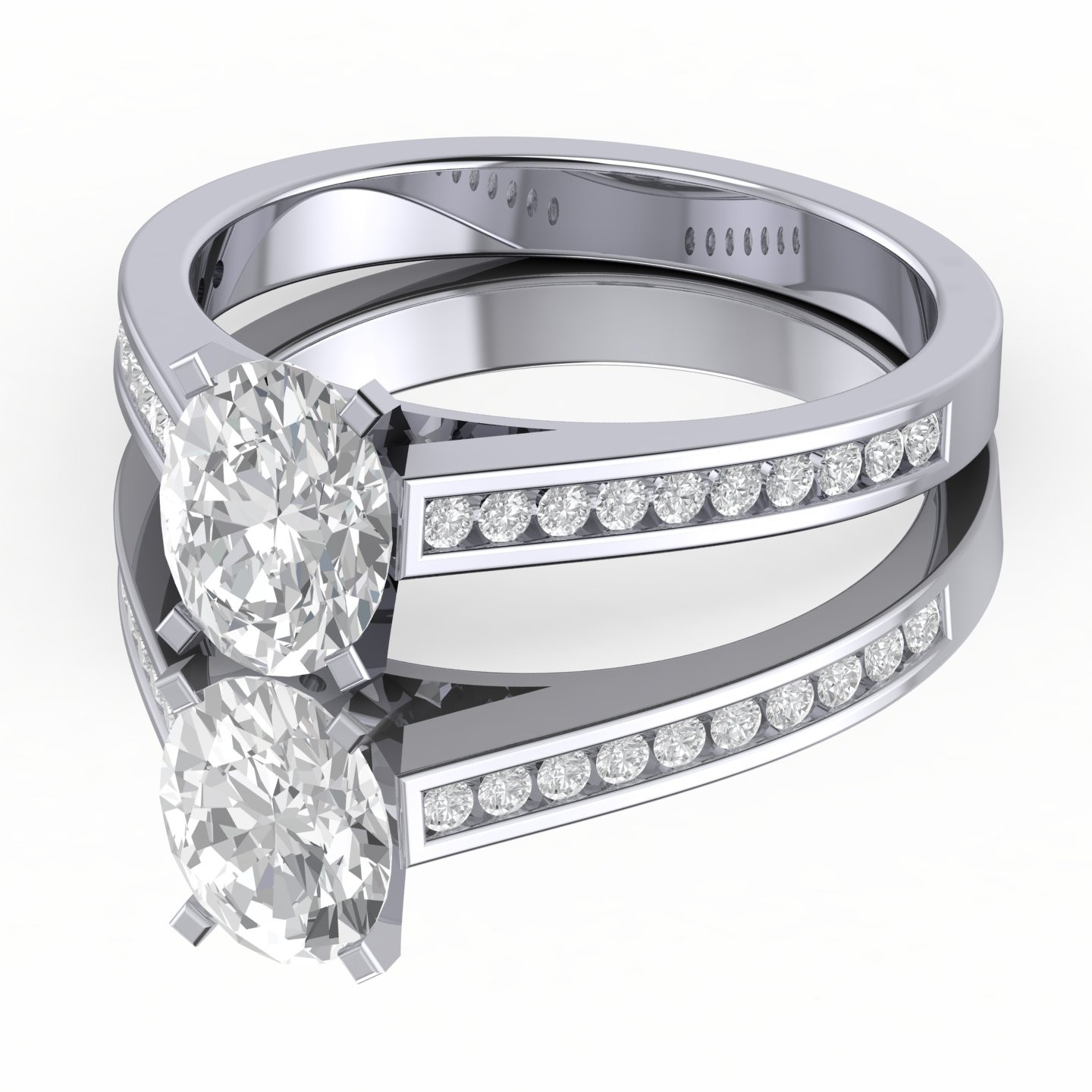 Classic Oval Diamond Channel Set Engagement Ring