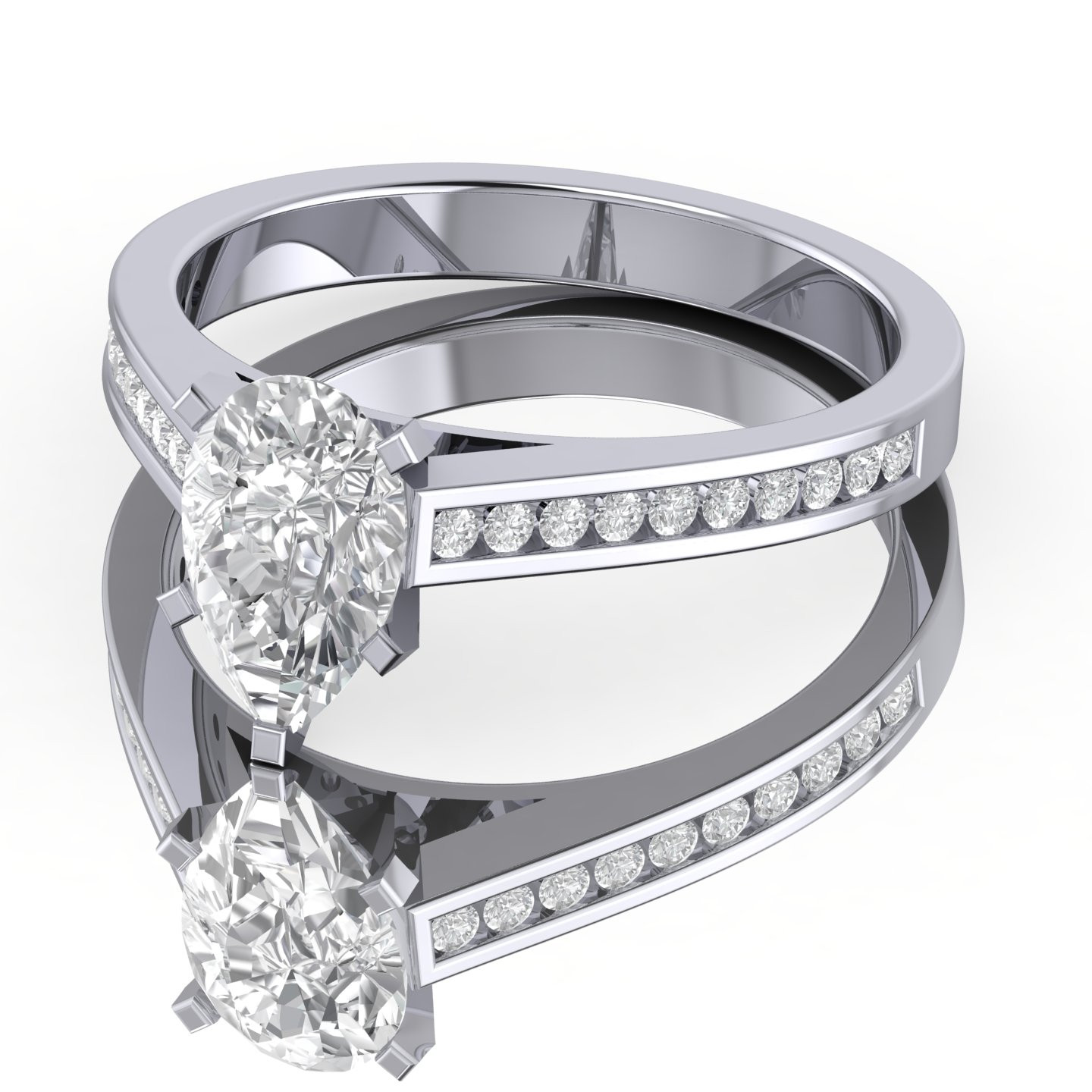 Classic Pear Diamond Channel Set Engagement Ring