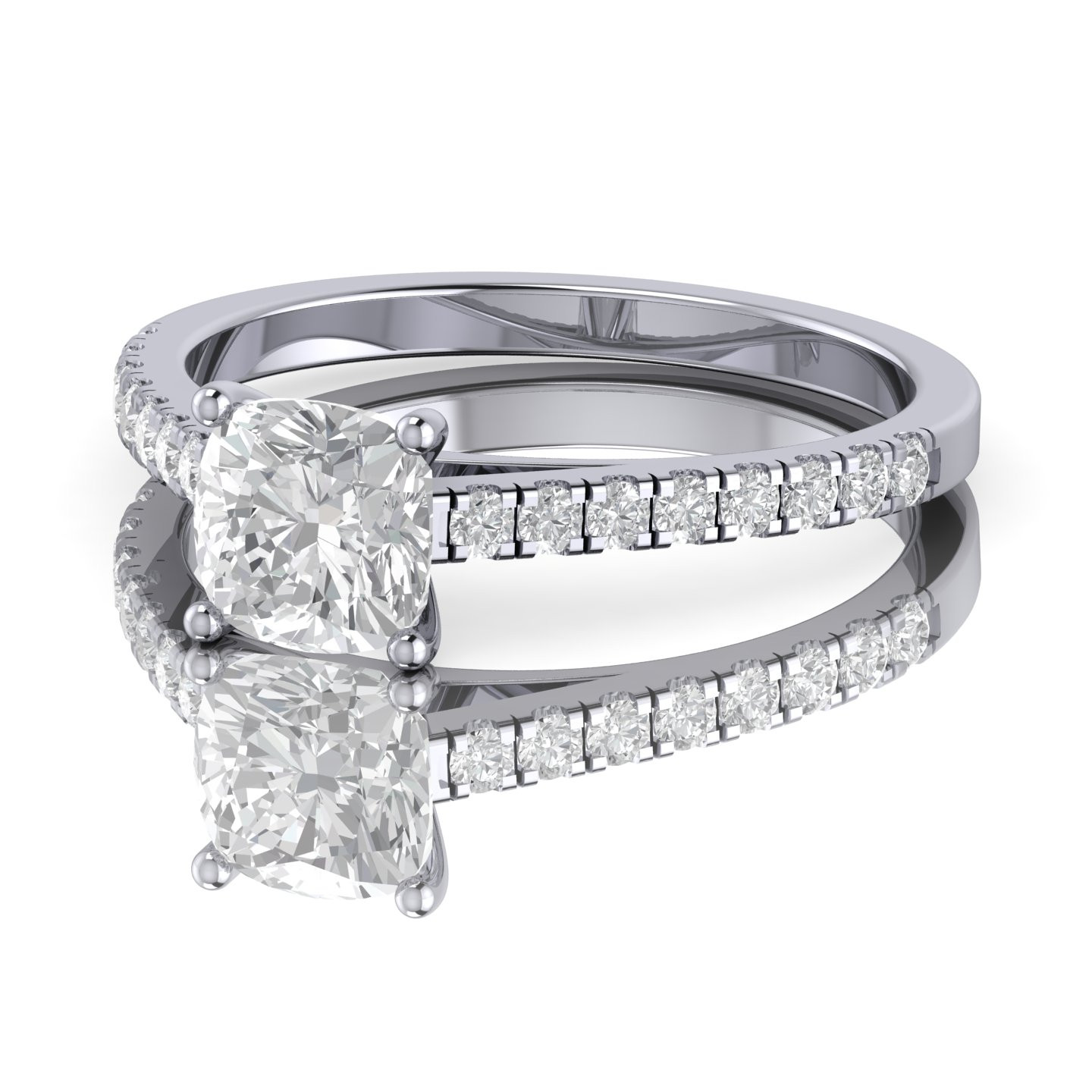 Cushion Diamond With Accents Engagement Ring 