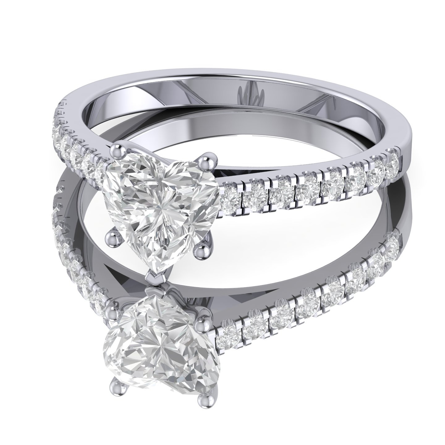 Heart Diamond With Accents Engagement Ring