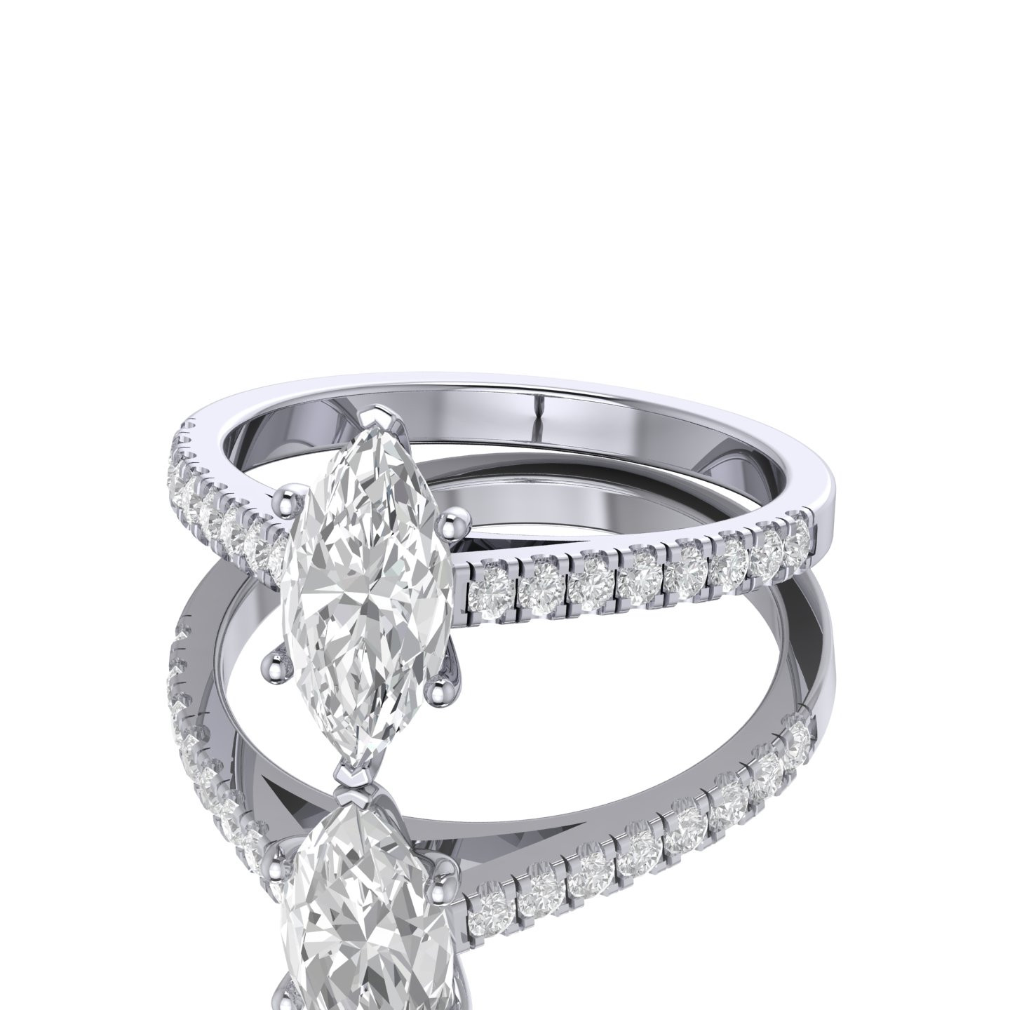 Marquise Diamond With Accents Engagement Ring