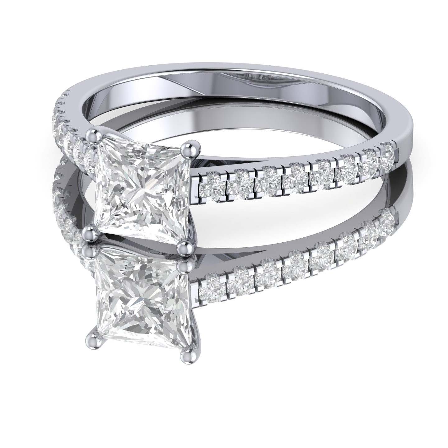 Princess Diamond With Accents Engagement Ring