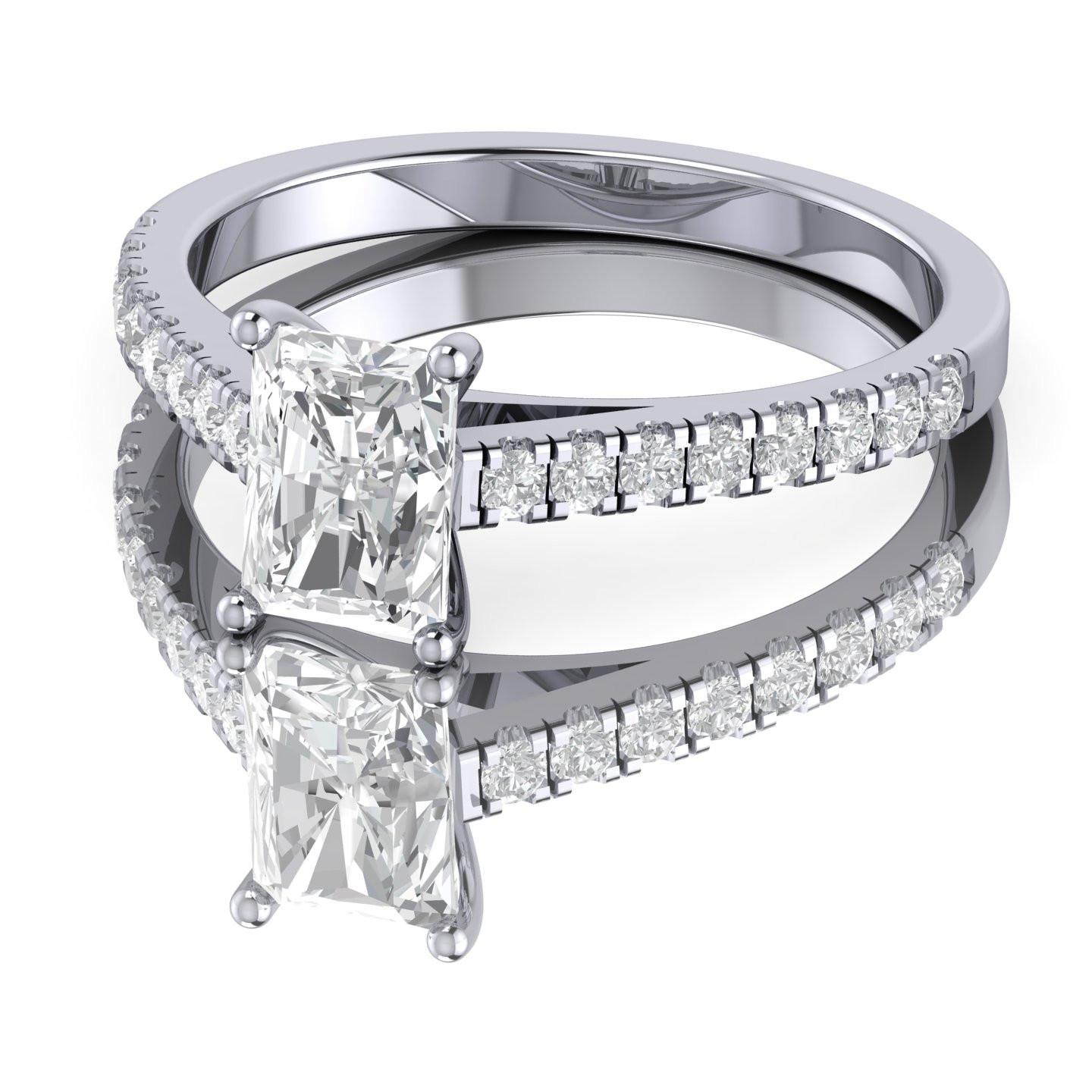 Radiant Diamond With Accents Engagement Ring