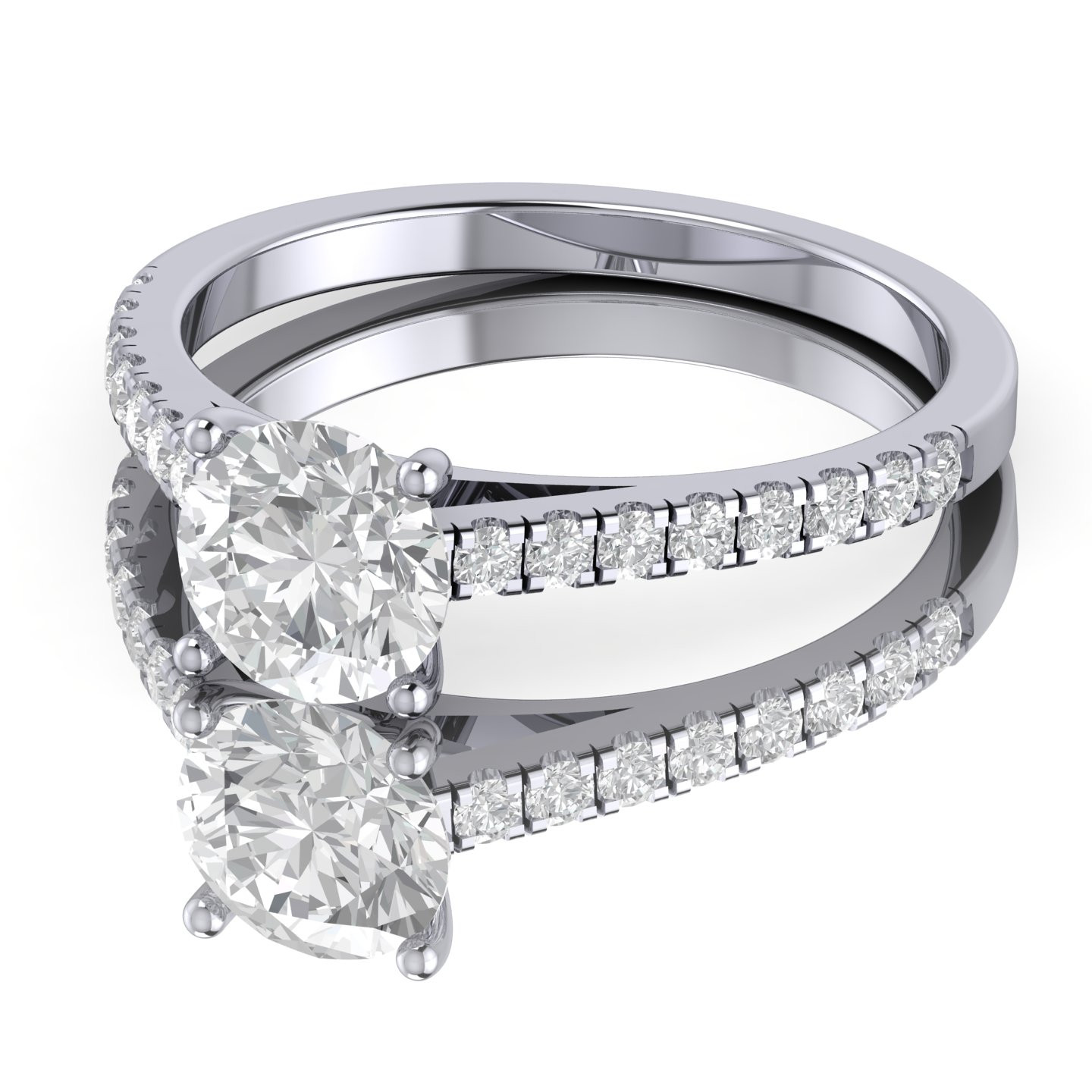 Round Diamond With Accents Engagement Ring 