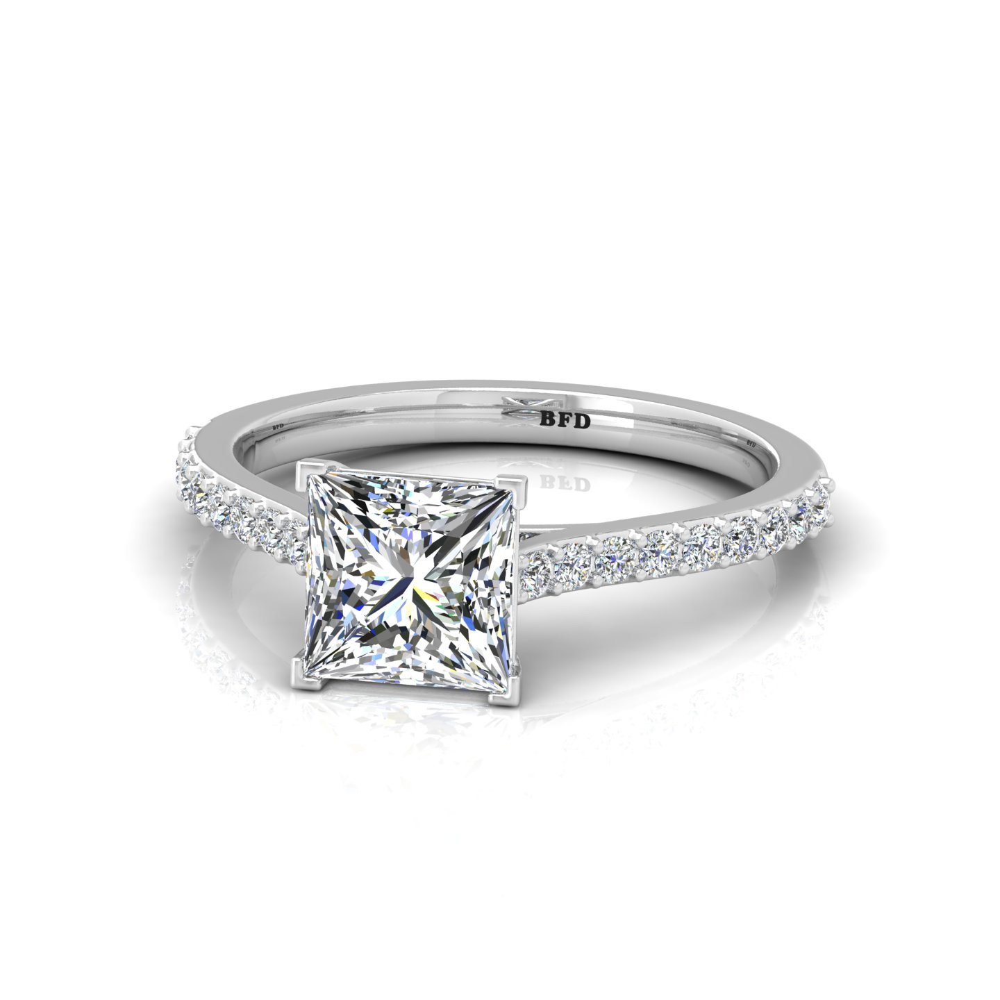 Princess Diamond Designer Cathedral Set Engagement Ring 