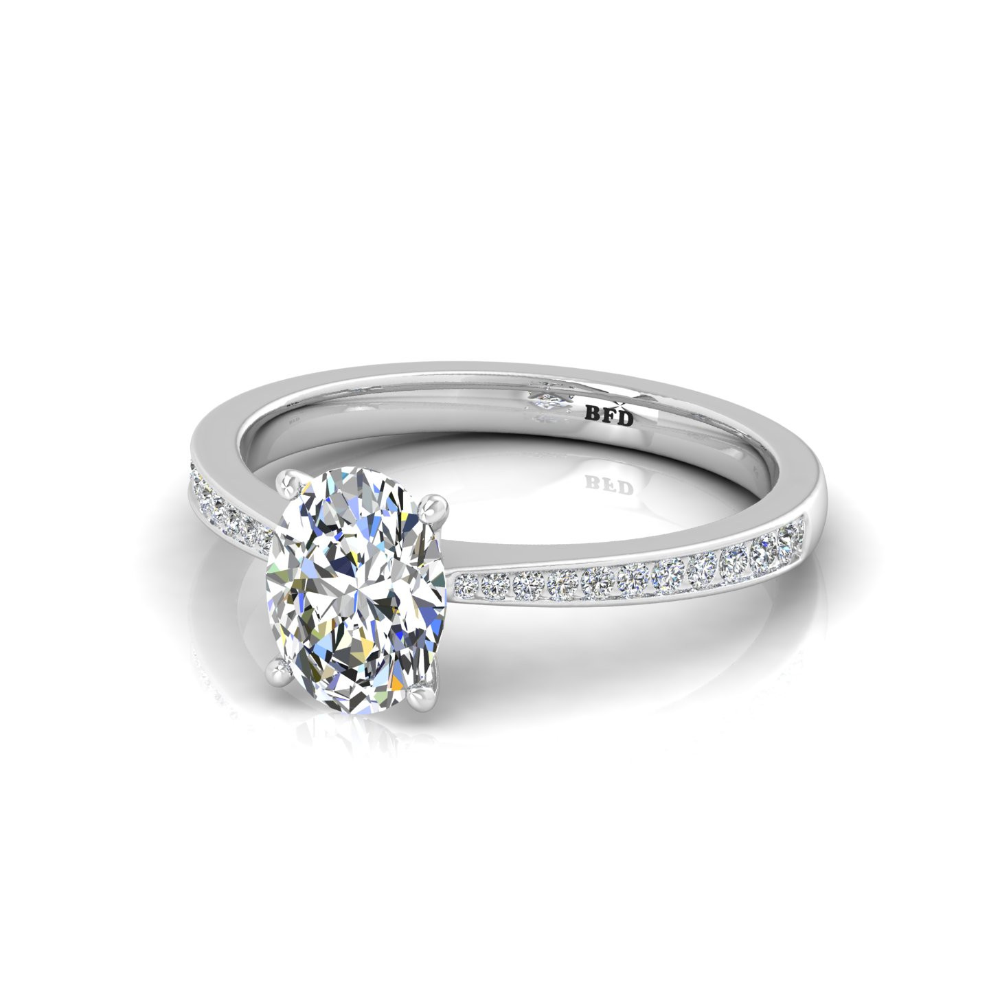 Oval Diamond Channel Set Engagement Ring