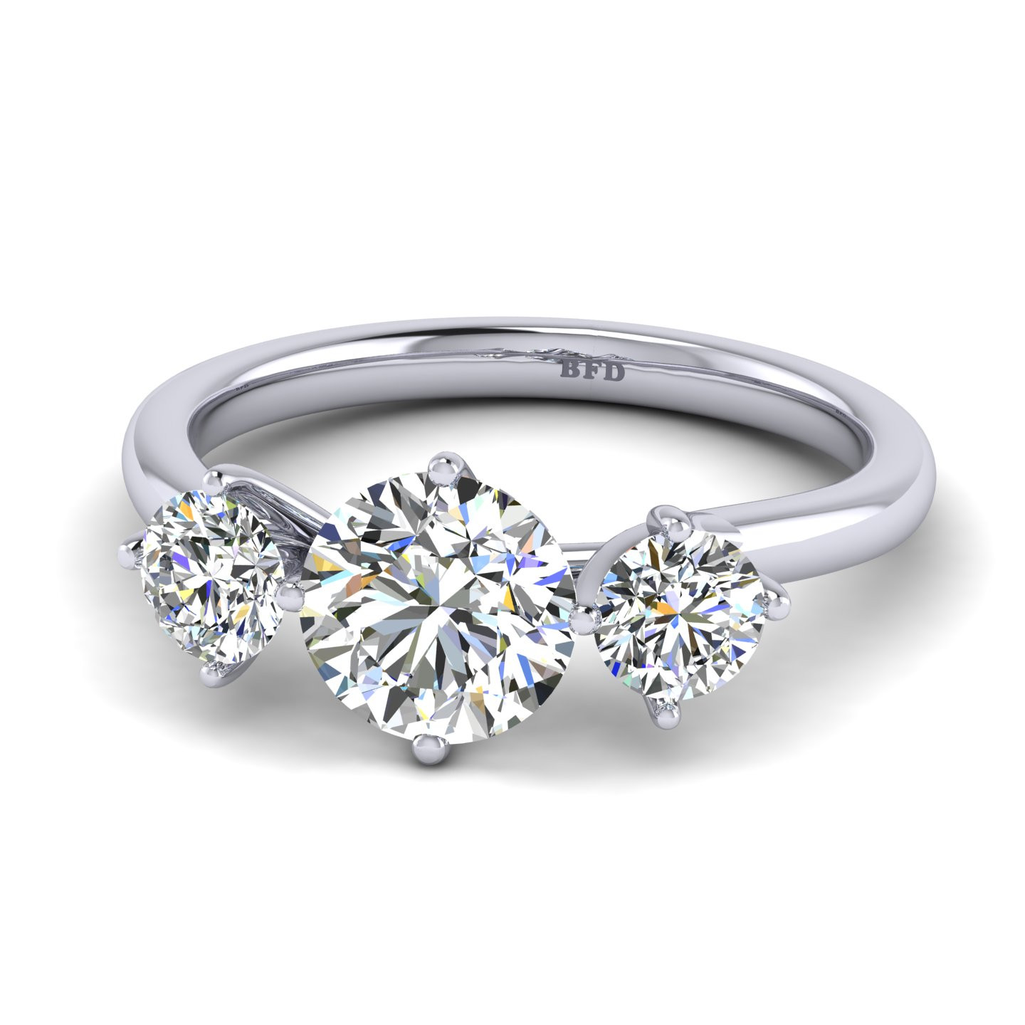 Comfort fit Round Diamond Trilogy Engagement Ring  