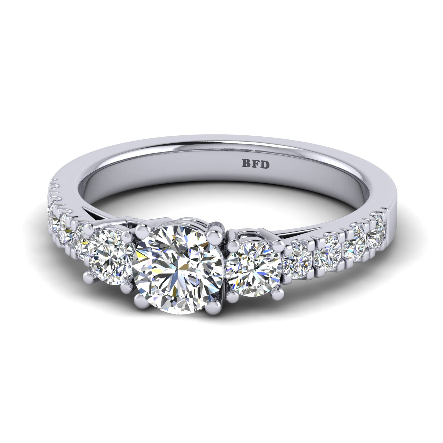 Classic Round Diamond Three Stone Engagement Ring