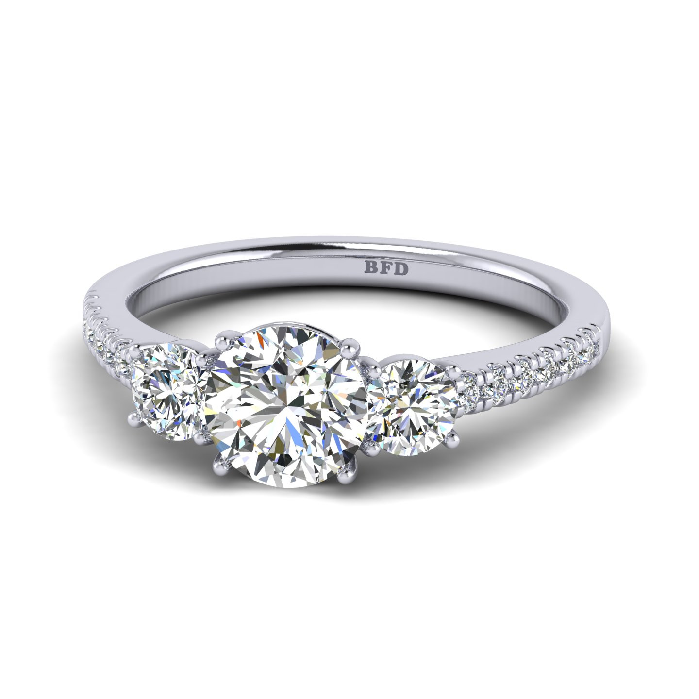 Perfect Fit Round Diamond Three Stone Engagement Ring