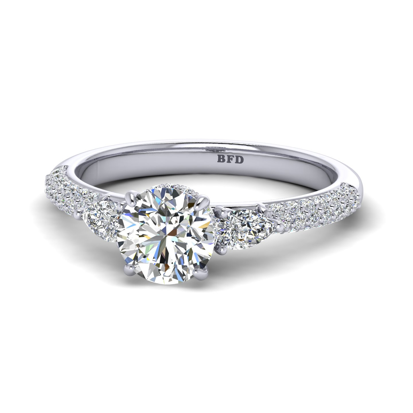 Round Diamond Designer Hidden Halo Engagement Ring 