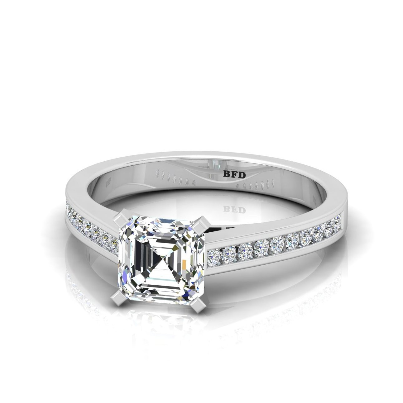 Asscher Diamond Channel Set Engagement Ring